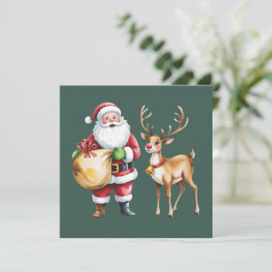 Cartes Pour Fêtes Annuelles Noël rétro Xmas Renne Vintage Fêtes