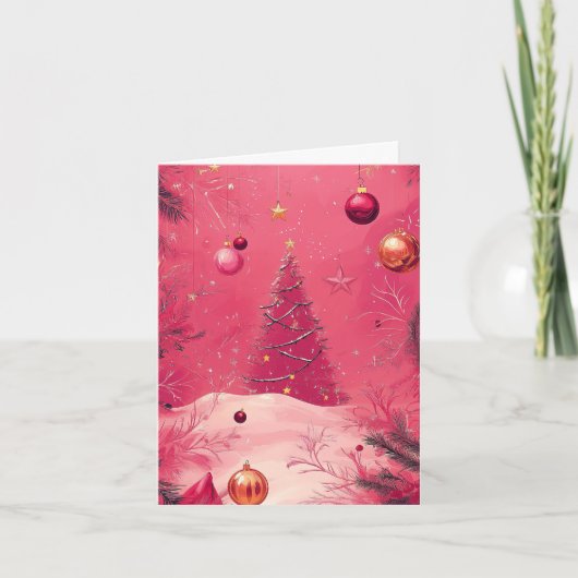 Cartes Pour Fêtes Annuelles Noël rose (Devant)