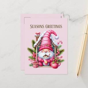 Cartes Pour Fêtes Annuelles Noël rose cacao gnome ajouter le message