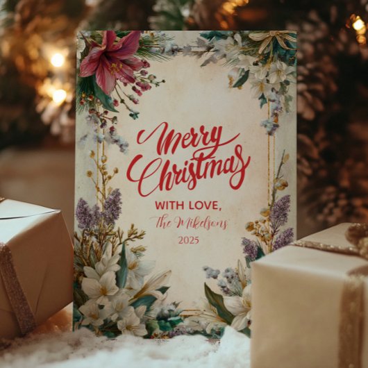 Cartes Pour Fêtes Annuelles Noël Rouge Amaryllis