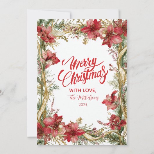 Cartes Pour Fêtes Annuelles Noël Rouge Amaryllis (Devant)