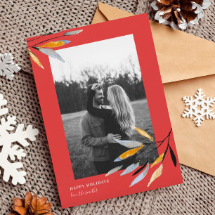 Cartes Pour Fêtes Annuelles Noël Rouge Amusant Photo Aquarelle Biologique Natu