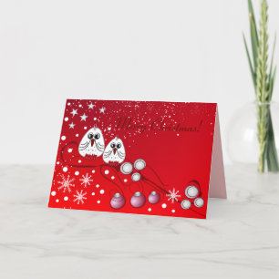 Cartes Pour Fêtes Annuelles Noël rouge avec les oiseaux