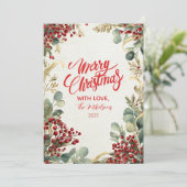 Cartes Pour Fêtes Annuelles Noël Rouge Berries verdure (Debout devant)