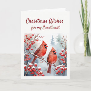 Cartes Pour Fêtes Annuelles Noël Rouge Cardinal Oiseau Ami amour