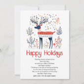 Cartes Pour Fêtes Annuelles Noël rouge cerf de style scandinave (Devant)