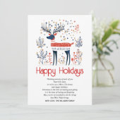 Cartes Pour Fêtes Annuelles Noël rouge cerf de style scandinave (Debout devant)