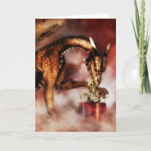 Cartes Pour Fêtes Annuelles Noël rouge de dragons (Devant)
