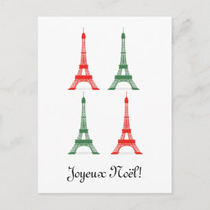 Cartes Pour Fêtes Annuelles Noël rouge et vert Thème français Tour Eiffel