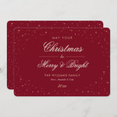 Cartes Pour Fêtes Annuelles Noël rouge étoile d'or (Devant / Derrière)