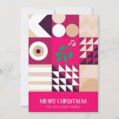 Cartes Pour Fêtes Annuelles Noël rouge géométrique moderne (Devant)