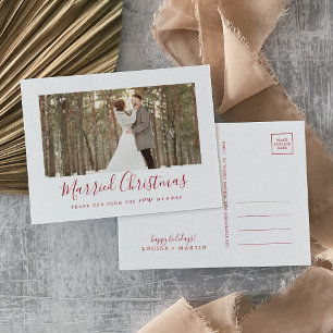 Cartes Pour Fêtes Annuelles Noël Rouge Marié Minimal Nouveau Merci marié