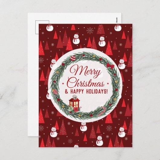 Cartes Pour Fêtes Annuelles Noël rouge moderne (Devant / Derrière)