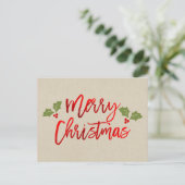 Cartes Pour Fêtes Annuelles Noël Rouge Phuile moderne Script Vacances Kraft (Debout devant)