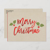Cartes Pour Fêtes Annuelles Noël Rouge Phuile moderne Script Vacances Kraft (Devant / Derrière)