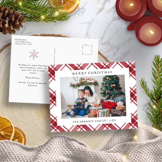 Cartes Pour Fêtes Annuelles Noël rouge plaid