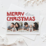 Cartes Pour Fêtes Annuelles Noël Rouge scandinave à deux photos<br><div class="desc">Envoyez une bonne fête avec notre carte postale de Noël personnalisable en deux photos, avec une typographie de style scandinave. Cette carte postale de Noël, collage photo, marie magnifiquement l'esthétique moderne à l'esprit festif, vous permettant de présenter deux de vos photos préférées. La typographie moderne est complétée par un design...</div>