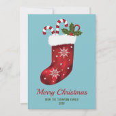 Cartes Pour Fêtes Annuelles Noel Rouge Sur Bleu Avec Texte Personnalisé (Devant)