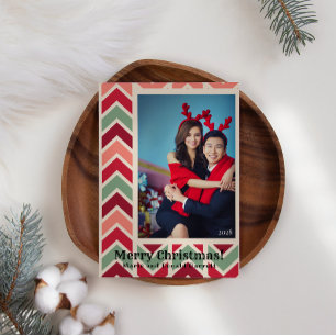 Cartes Pour Fêtes Annuelles Noël Rouge Vert Ajoutez Votre Propre Photo Noël Mo