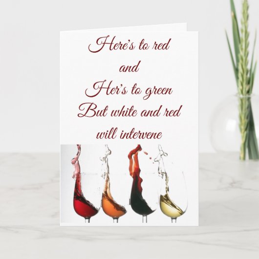 CARTES POUR FÊTES ANNUELLES NOËL ROUGE & VERT - ROUGE & BLANC POUR LE VIN! ! ! (Devant)