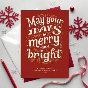 Cartes Pour Fêtes Annuelles Noël Rouge Vintage Joyeux et Lumineux
