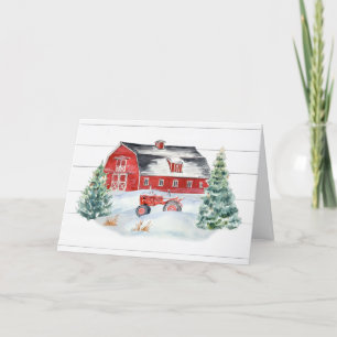 Cartes Pour Fêtes Annuelles Noël Russe Ferme Shiplap Tractor Neige