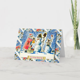 Cartes Pour Fêtes Annuelles Noël russe vintage, Père Noël donnant des cadeaux