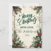 Cartes Pour Fêtes Annuelles Noël Rustic Birch Pinecone (Devant)