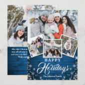 Cartes Pour Fêtes Annuelles Noël Rustic Wood 5 PHOTO Salutation (Devant / Derrière)