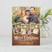 Cartes Pour Fêtes Annuelles Noël Rustic Wood 5 PHOTO Salutation (Debout devant)