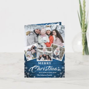 Cartes Pour Fêtes Annuelles Noël Rustic Wood 5 PHOTO Salutation