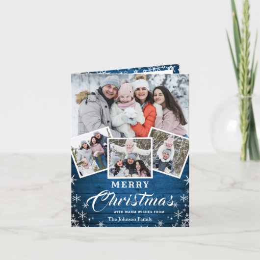 Cartes Pour Fêtes Annuelles Noël Rustic Wood 5 PHOTO Salutation (Devant)