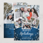 Cartes Pour Fêtes Annuelles Noël Rustic Wood 5 PHOTO Salutation (Devant / Derrière)