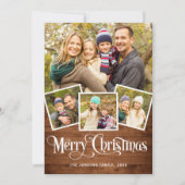 Cartes Pour Fêtes Annuelles Noël Rustic Wood 7 PHOTO Salutation (Devant)
