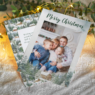 Cartes Pour Fêtes Annuelles Noël Rustic Woodland Cabine Photo