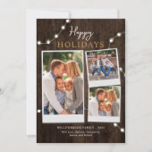 Cartes Pour Fêtes Annuelles Noël Rustique 3 Photos Aspect Bois (Devant)