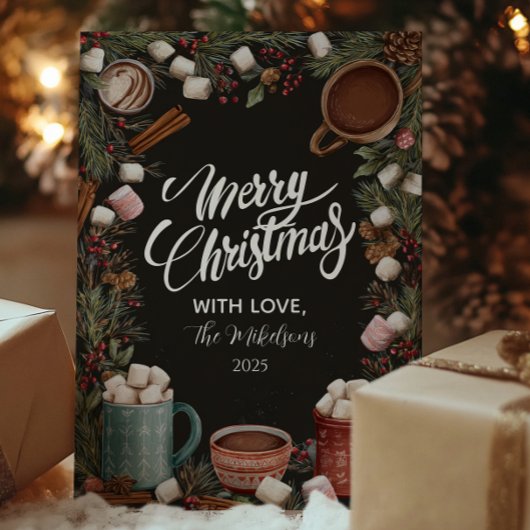 Cartes Pour Fêtes Annuelles Noël rustique au chocolat chaud