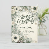 Cartes Pour Fêtes Annuelles Noël rustique avec verdure enneigée (Debout devant)