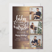 Cartes Pour Fêtes Annuelles Noël Rustique Bois 3 Photos Collage (Devant)