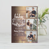 Cartes Pour Fêtes Annuelles Noël Rustique Bois 3 Photos Collage (Debout devant)