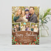 Cartes Pour Fêtes Annuelles Noël Rustique bois Brown 4 PHOTO Salutation (Debout devant)