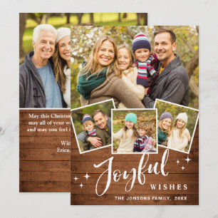Cartes Pour Fêtes Annuelles Noël Rustique Brown Boho Wood 5 PHOTO Salutation