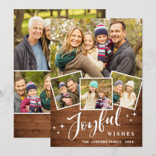 Cartes Pour Fêtes Annuelles Noël Rustique Brown Boho Wood 7 PHOTO Salutation