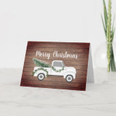 Cartes Pour Fêtes Annuelles Noël rustique camionnette blanche en bois (Devant)