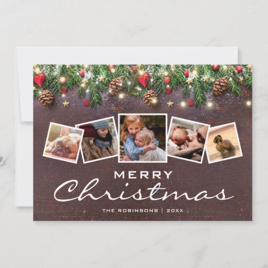 Cartes Pour Fêtes Annuelles Noël rustique de campagne Multi Photo (Devant)