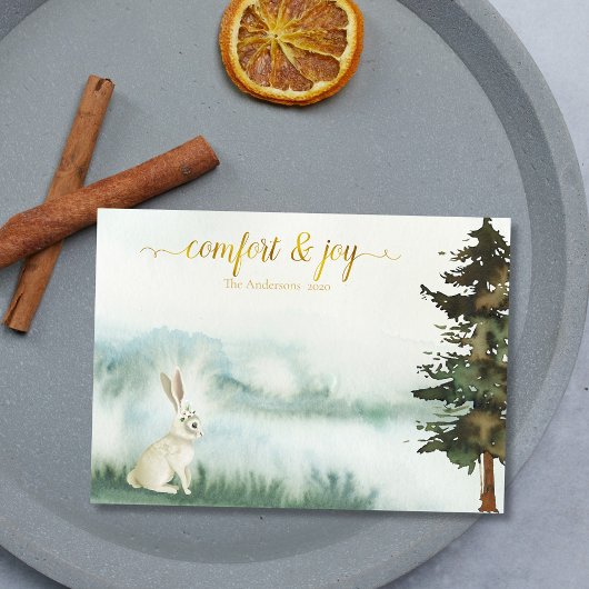 Cartes Pour Fêtes Annuelles Noël rustique de lapin blanc