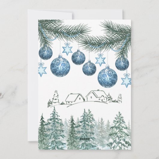 Cartes Pour Fêtes Annuelles Noël rustique d'hiver en Bourgogne traditionnel (Dos)