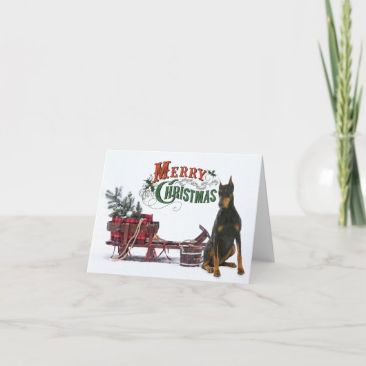 Cartes Pour Fêtes Annuelles Noël rustique Doberman (Devant)