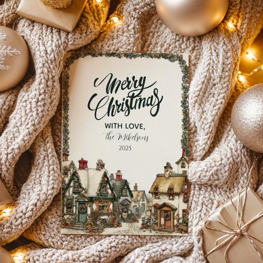 Cartes Pour Fêtes Annuelles Noël rustique du chalet d'hiver