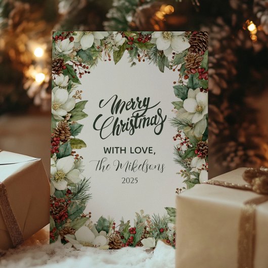 Cartes Pour Fêtes Annuelles Noël rustique et verdoyant dans une ambiance cosy
